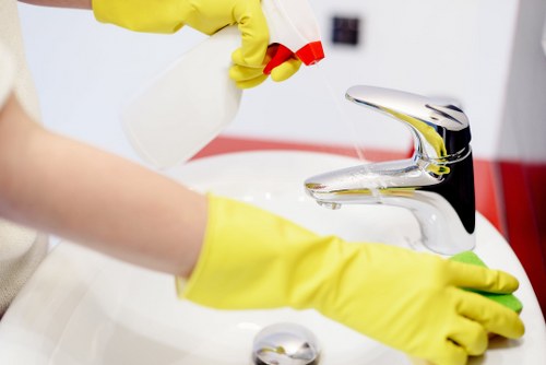 Airbnb cleaner preparing a Hampstead short-let property for guest arrival