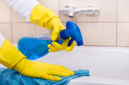 Cleaning supplies and routine workspace cleaning in a Hampstead business